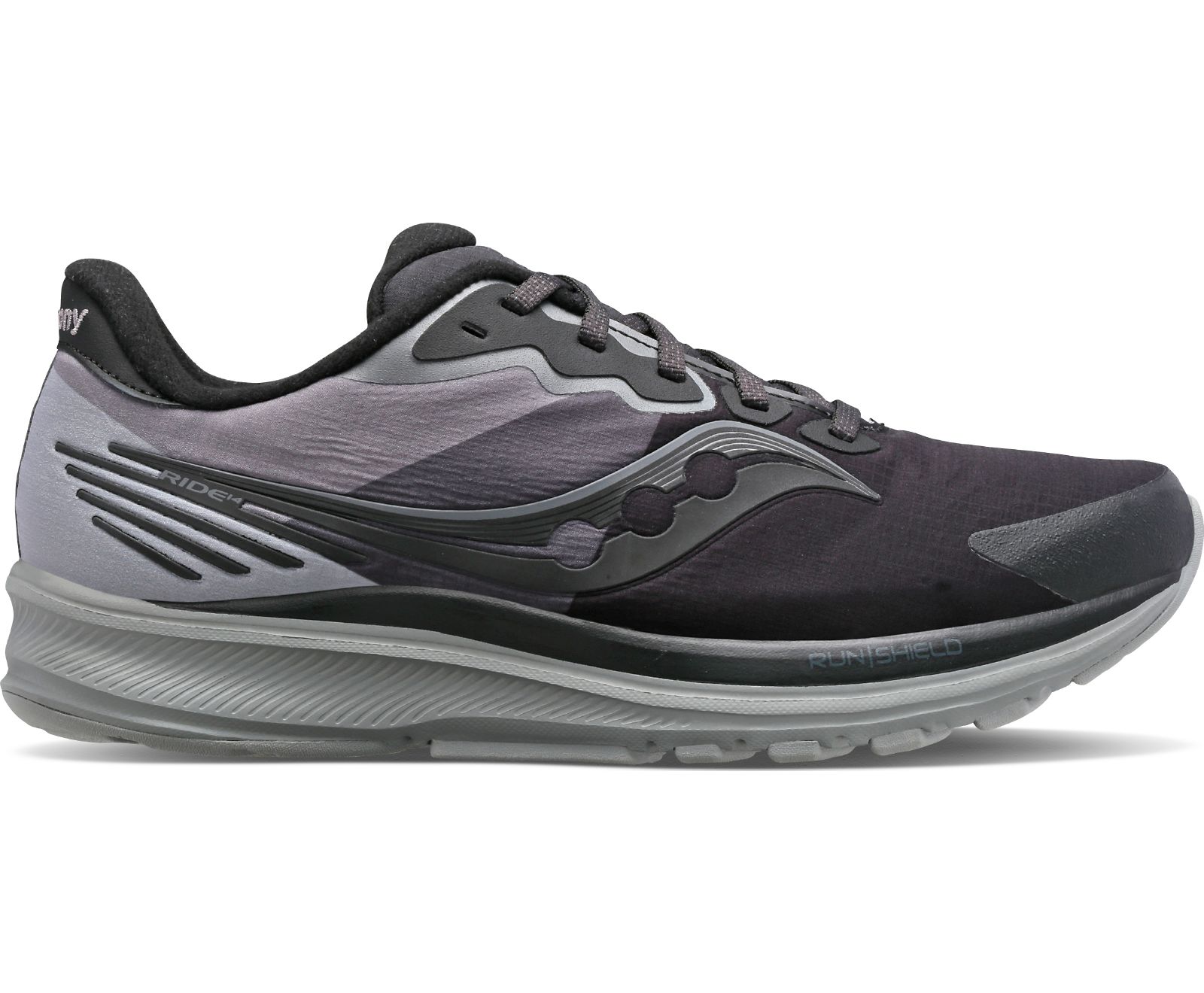 Tenis Para Correr Saucony Ride 14 Runshield Mujer Negros Grises | México 200KORI